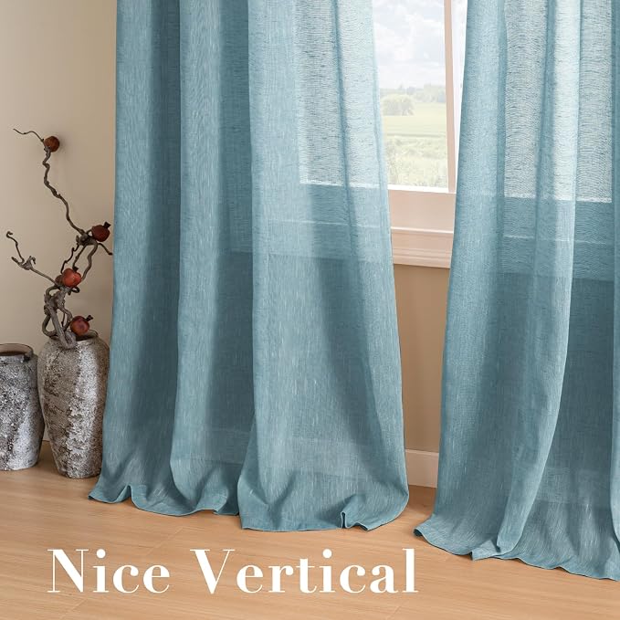 H.VERSAILTEX Linen Curtains Natural Linen Semi-Sheer Curtains Nickel Grommet - Image 7