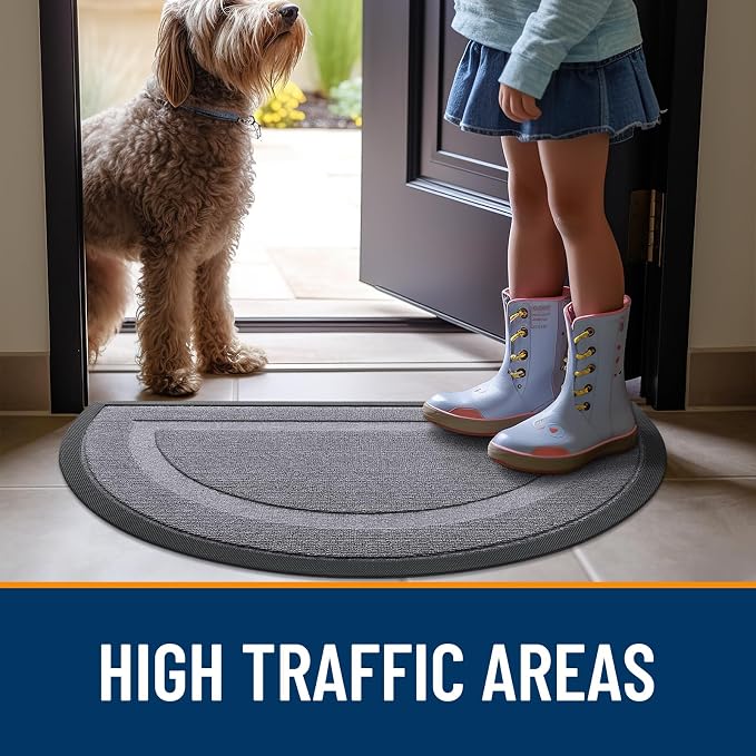 OLANLY Half Circle Front Door Mat Outside 71x23 All-Season Rubber Doormat | - Image 6