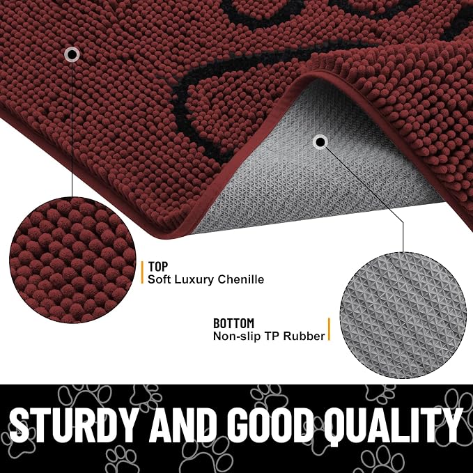 Smiry Dog Door Mat for Muddy Paws, Absorbent Dirt Trapper Non Slip Quick Dry - Image 4