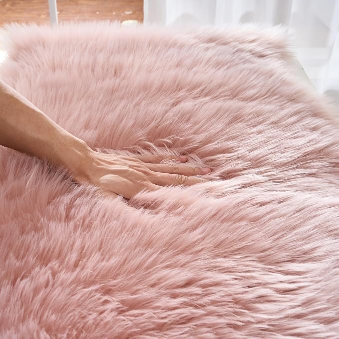 EasyJoy Ultra Soft Fluffy Shaggy Area Rug Faux Fur Rug Chair Cover Seat Pad - Image 4