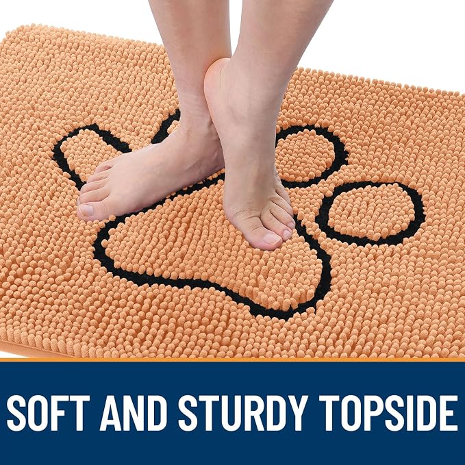 OLANLY Dog Door Mat for Muddy Paws 48x30, Paw Print Design, Absorbs Moisture - Image 4