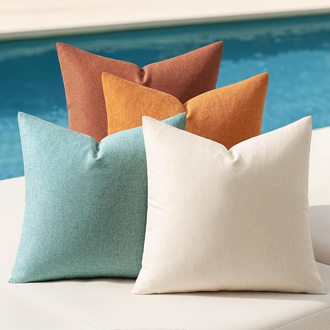MIULEE Pack of 4 Decorative Outdoor Throw Pillow Covers Linen Waterproof Pillow by MIULEE