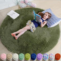 Amdrebio Olive Green Round Rug 4Ft by Amdrebio