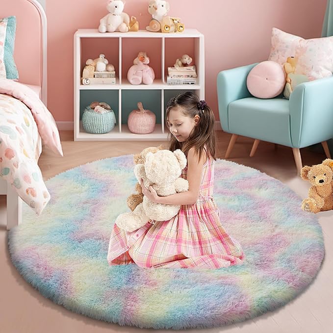 yulidayang Rainbow Fluffy Round Area Rugs - Image 7