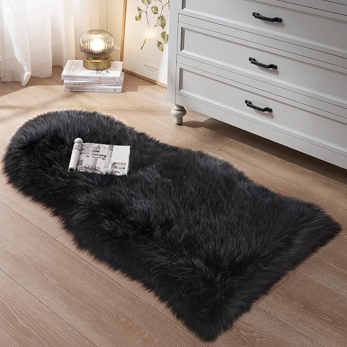 Small Faux Fur Rug, 2x4 ft Ultra Soft Sheepskin Rug Chair Sofa Cover Seat Pad - Image 3