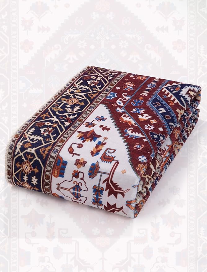 SERISSA Boho Washable Runner Rug, 2x6 Rug Runner Non-Slip Vintage Burgundy Navy - Image 7