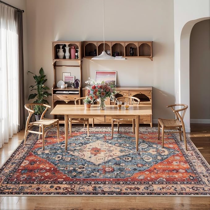 SERISSA 5x7 Boho Tribal Area Rug, Washable Large Rugs - Image 6
