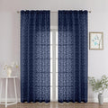 Chyhomenyc Navy Blue Sheer Curtains 90 Inch Length 2 Panels Set, Light by Chyhomenyc