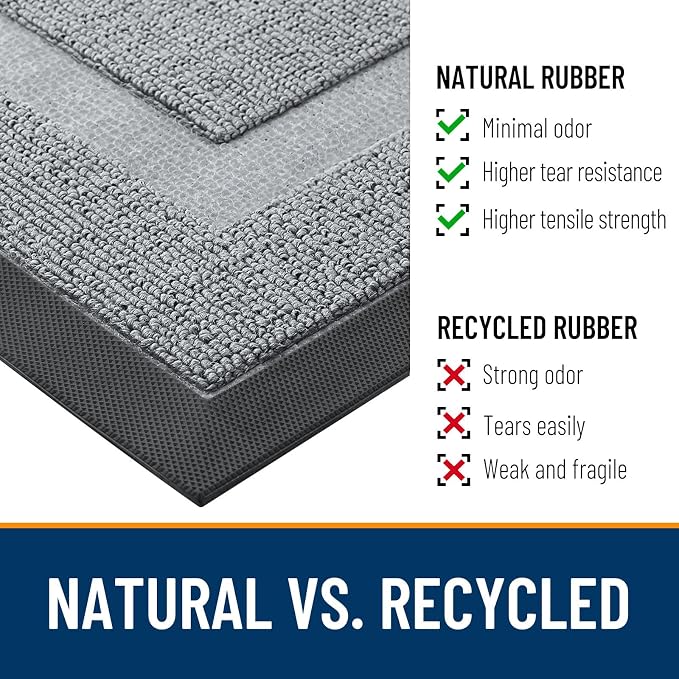 OLANLY Half Circle Front Door Mat Outside 59x34 All-Season Rubber Doormat | Ash - Image 3
