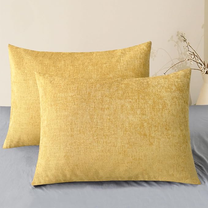 CaliTime Throw Pillow Covers Decorative 20 X 26 Inches Pack of 2 Cozy Chenille by CaliTime