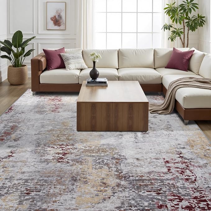 Toneed Abstract Area Rug 5x7 Modern Washable Rug Soft Non Slip Rug Low Pile - Image 2