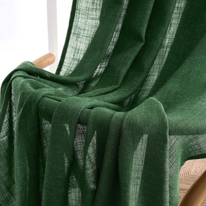 MIULEE Emerald Green Linen Curtains 72 Inch Length - Image 6