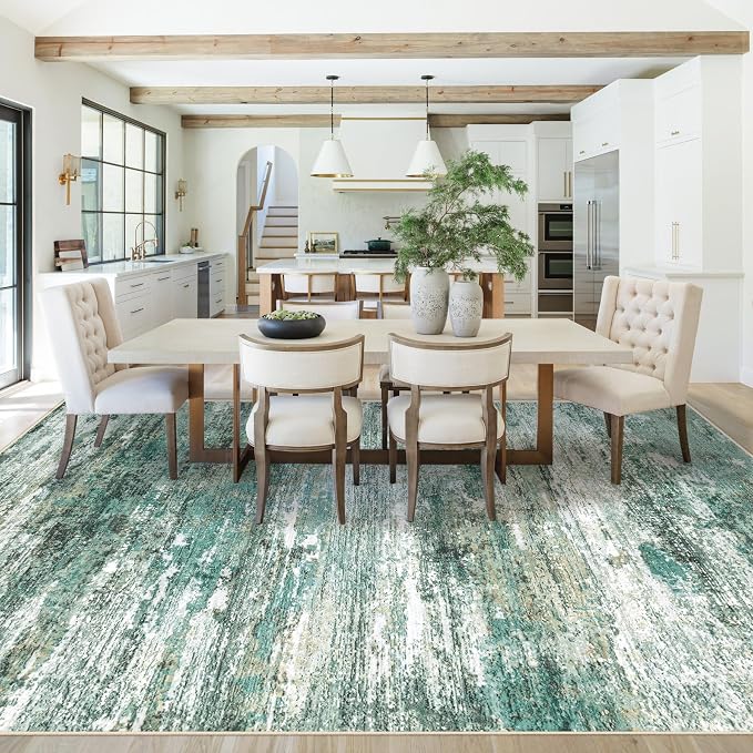 9x12 Area Rug for Living Room, Washable Modern Abstract Large Area Rug Neutral - Image 5