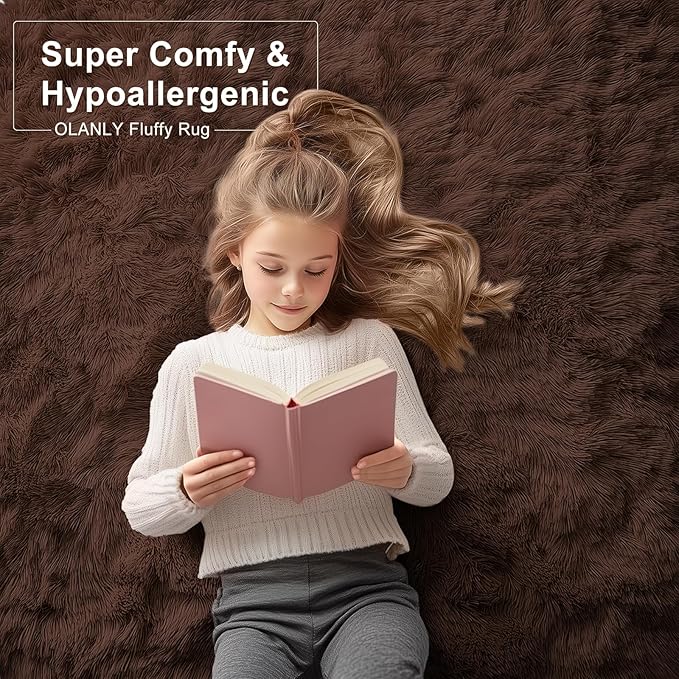 OLANLY 3x4 Machine Washable Accent Rug, Soft Fluffy Shaggy Area Rug - Image 6