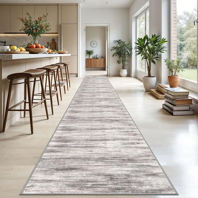 KOZYFLY Modern Abstract Washable Long Runner Rug 2.6x20 Hallway Rug Runner - Image 3