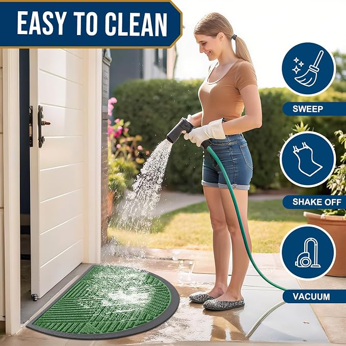 Smiry Half Circle Front Door Mat Outside Entrance, Heavy Duty Sturdy Natural - Image 6