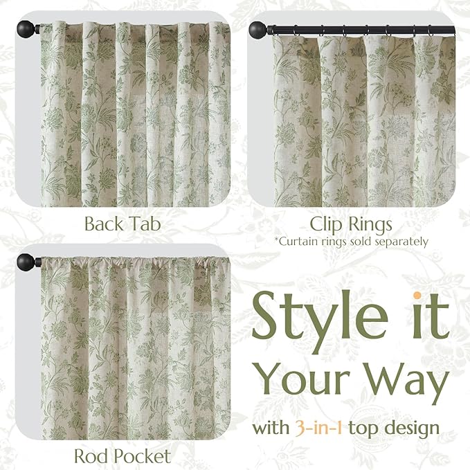 jinchan Linen Floral Curtains for Living Room - Image 5