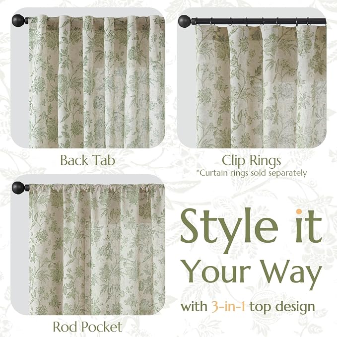 jinchan Linen Floral Curtains for Living Room - Image 5