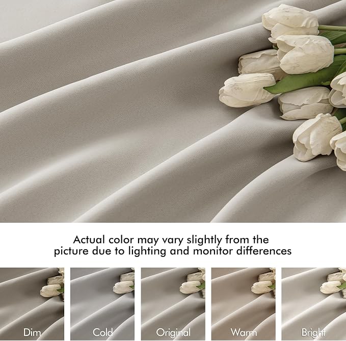 MIULEE Natural Back Tab Blackout Curtains 120 Inch Long 2 Panels Set - Image 8