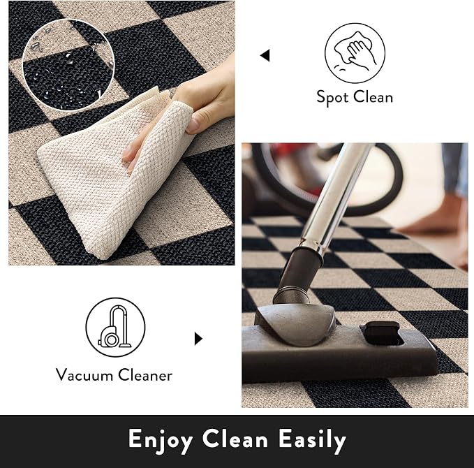 Lahome Colette Checkered Easy Jute Runner Rug, 2x6 Kitchen Runner Rug Non Slip - Image 4