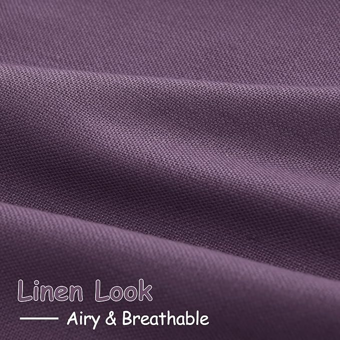 Nanspring Plum Linen Curtains 90 Inch Long 2 Panels Set - Image 5