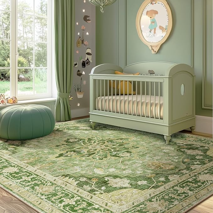 RELEANY Washable Area Rug, Water Repellent, Pet Friendly, Vintage Floral Boho - Image 3