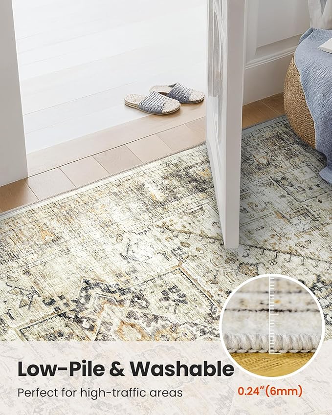 AMADA HOMEFURNISHING 5x7 Washable Area Rug, Low-Profile Living Room Rug - Image 7