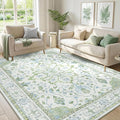 RELEANY Area Rugs 5'x7' Washable Non-Slip, Floral Vintage Distress Print by RELEANY