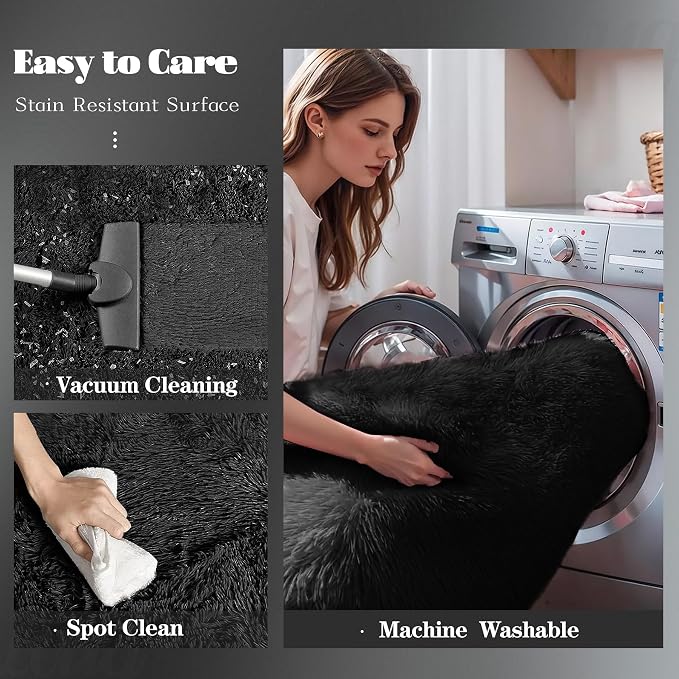 2x6 Runner Rug for Bedroom: Fluffy Shag Soft Washable Rugs Small Fuzzy Plush - Image 4