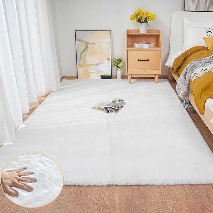 ORINOVA White Faux Fur Rug 5x7 Rugs by ORINOVA