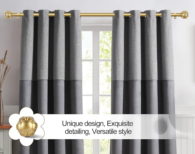 KAMANINA Curtain Rods for Windows 48 to 84 Inch, 7/8 Inch Single Decorative - Image 3