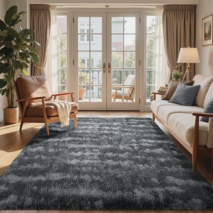 5x7 Ft Large Shag Rugs for Bedroom Living Room, Tie Dyed Ultra Soft Fluffy - Image 2