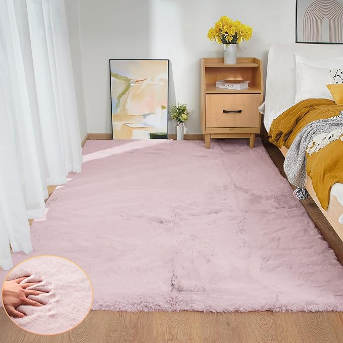 ORINOVA Pink Washable Fluffy Rug 5x7 Area Rugs by ORINOVA