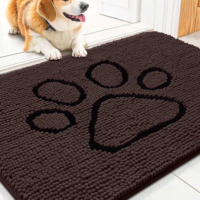 Smiry Dog Door Mat for Muddy Paws, Absorbent Dirt Trapper Non Slip Quick Dry by Smiry