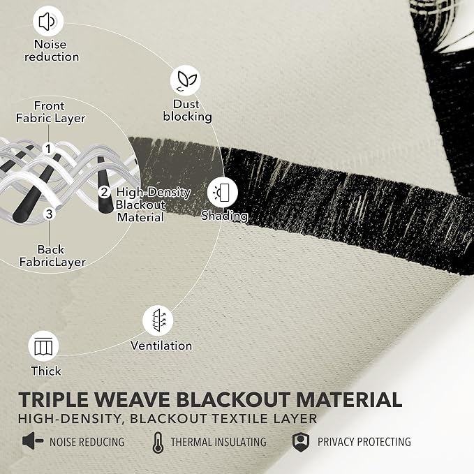 Deconovo Blackout Curtains, Thermal Insulated, W52 x L63 2 Panels, Back Tab - Image 5