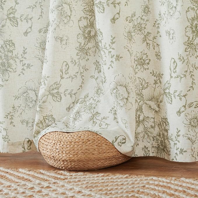 jinchan Linen Floral Curtains 63 Inch Length - Image 7