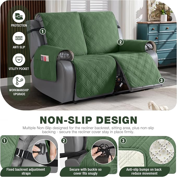 TAOCOCO 100% Waterproof Loveseat Recliner Covers 2 Seater, Split Loveseat Covers - Image 5