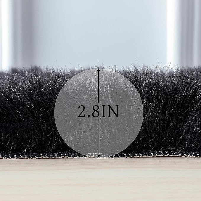 linmopm Faux Fur Rug Sheepskin Shag Fluffy Fuzzy Black 6x9 ft Rugs - Image 2