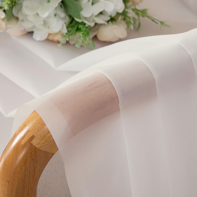 OVZME Ivory Sheer Curtains 78 Inches Long 2 Panels - Image 7