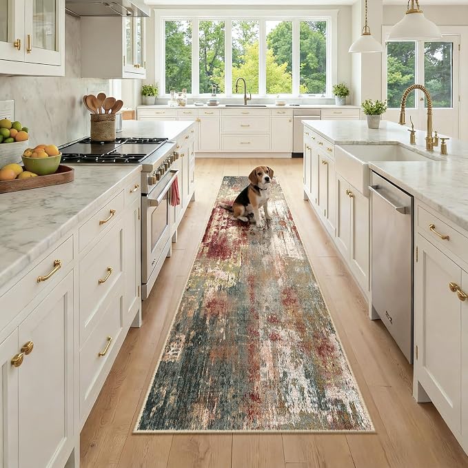 Washable Area Rugs 2x9 Non-Slip Modern Abstract Soft by RELEANY