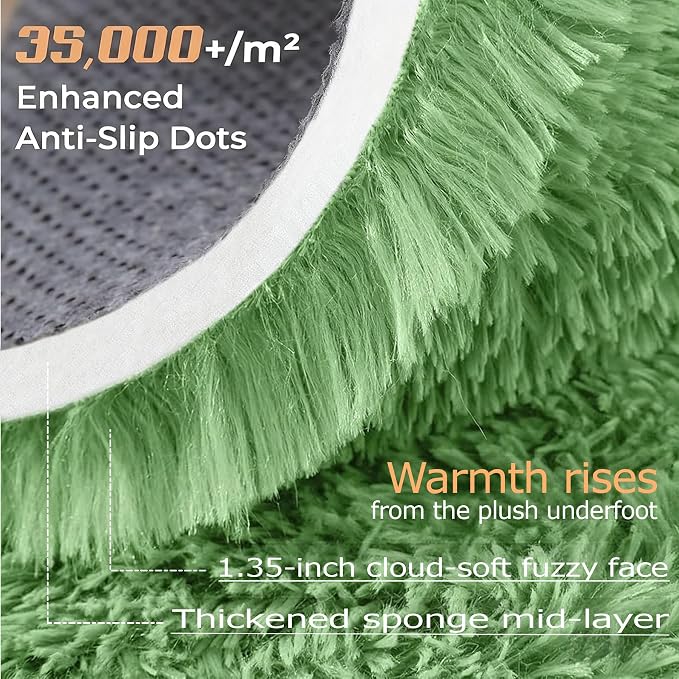 2x6 Runner Rug for Bedroom: Fluffy Shag Soft Washable Rugs Small Fuzzy Plush - Image 2