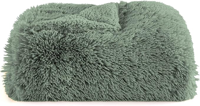Bedsure GentleSoft Fuzzy Sherpa Faux Fur Twin Blanket Sage Green Cozy Gifts - Image 8