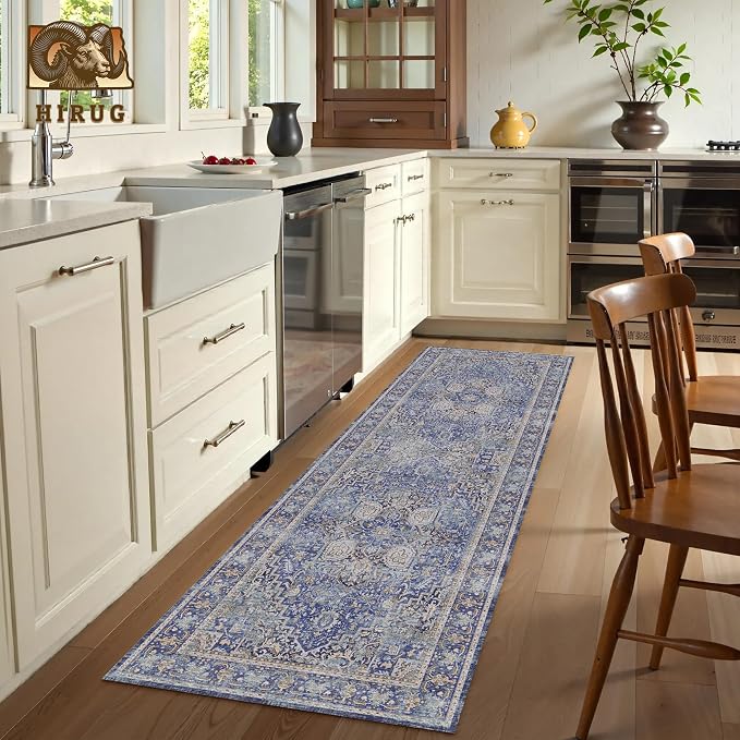 Washable Area Rug 2'6'' x 8' Vintage Traditional Persian Mat - Image 4