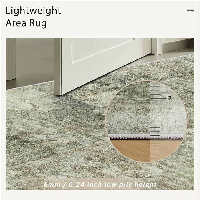 Soalmost Abstract Rug 5x7 Machine Washable Area Indoor Green Black Low Pile - Image 7