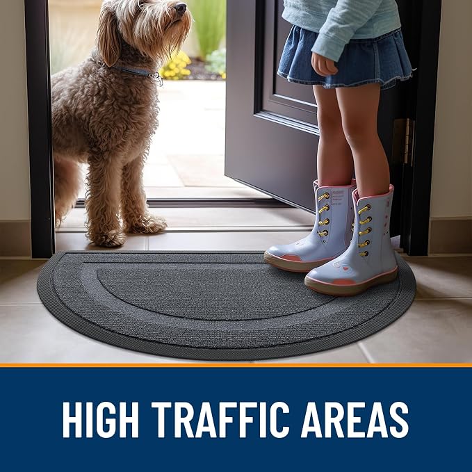OLANLY Half Circle Front Door Mat Outside 29.5x17 All-Season Rubber Doormat | - Image 7
