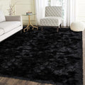 Latepis Shag 5x7 Black Fuzzy Rug Faux Sheepskin Fur Rugs Super Soft Washable by Latepis