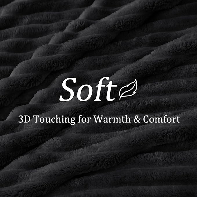 BEDELITE Fleece Black Throw Blanket - Image 4