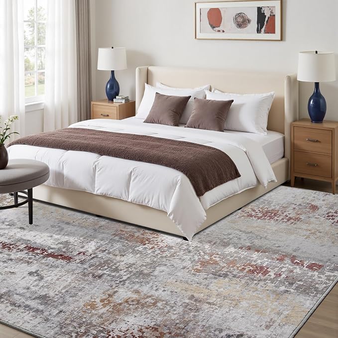 Toneed Abstract Area Rug 5x7 Modern Washable Rug Soft Non Slip Rug Low Pile - Image 5