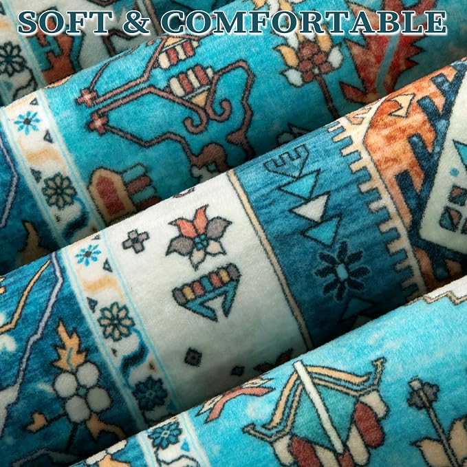 SERISSA 8x10 Area Rugs Blue, Washable Large Boho Rugs - Image 5
