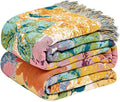 MSGKV Boho Throw Blanket for Bed 60"x80" Cotton Couch Blankets Floral Twin Size by MSGKVHomeTextiles